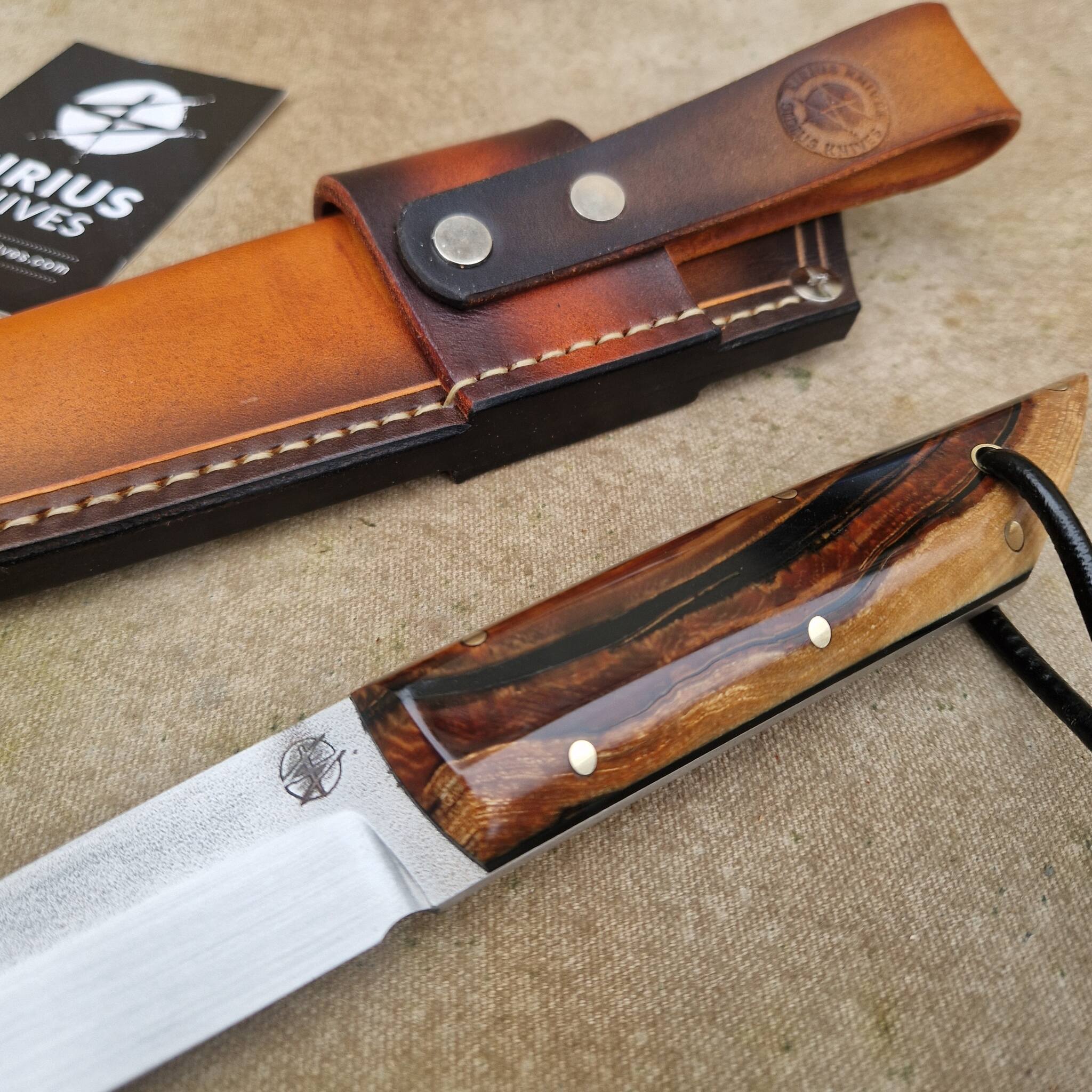 Full Tang Puukko Hunting Knife with Stabilized Mammoth Tusk Handle - Image 4