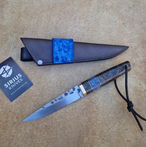 Hand Forged Puukko Knife with Stabilized Alder Burl Handle