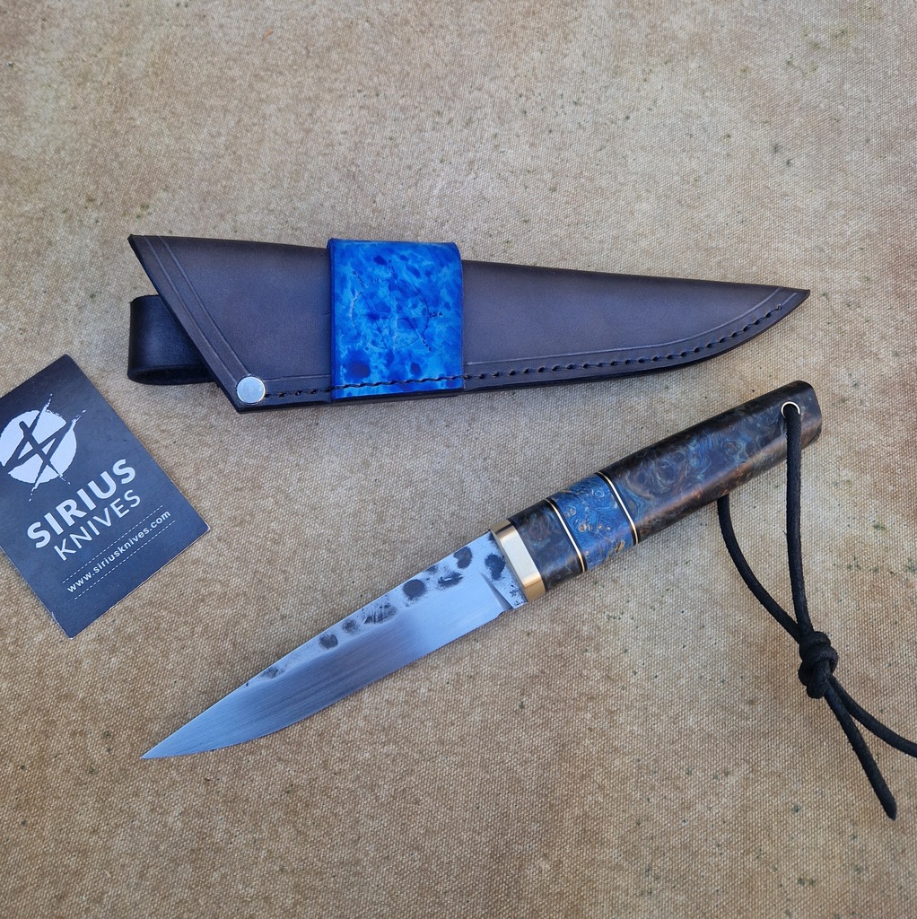 Hand Forged Puukko Knife with Stabilized Alder Burl Handle
