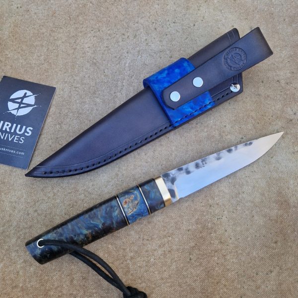 Hand Forged Puukko Knife with Stabilized Alder Burl Handle - Image 3