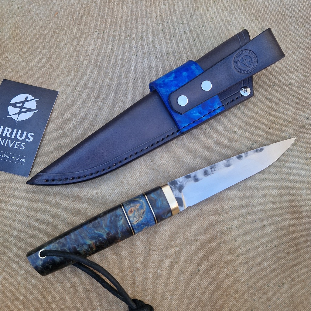 Hand Forged Puukko Knife with Stabilized Alder Burl Handle - Image 3