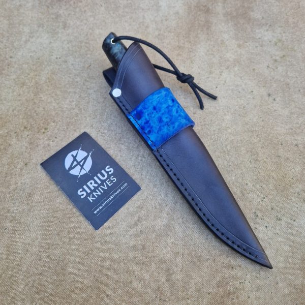 Hand Forged Puukko Knife with Stabilized Alder Burl Handle - Image 6