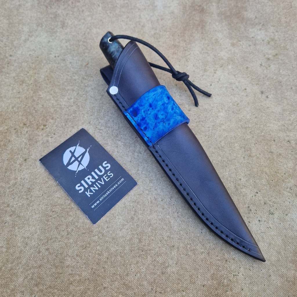 Hand Forged Puukko Knife with Stabilized Alder Burl Handle - Image 6