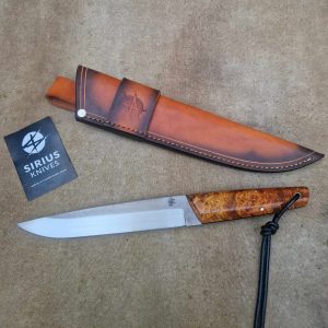 Full Tang Leuku Knife with Stabilized Amboyna Burl Handle