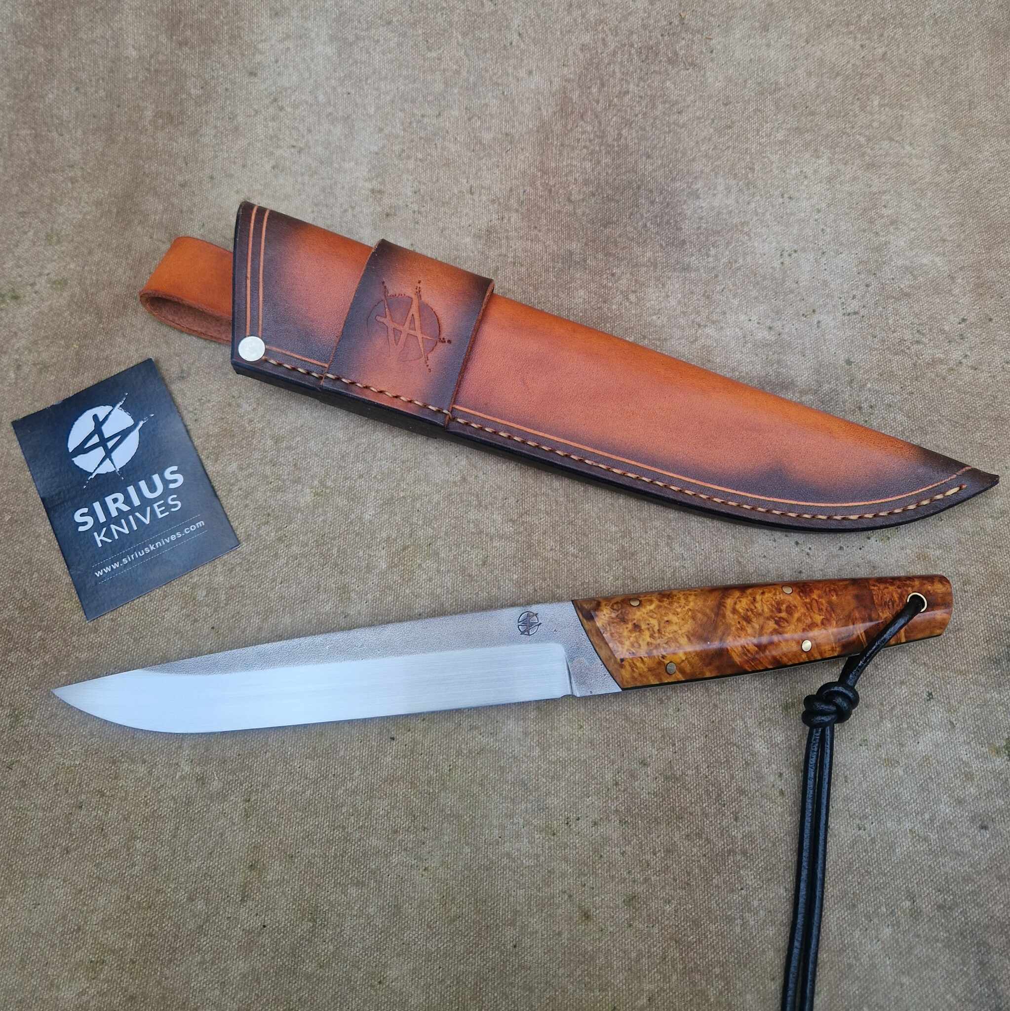 Full Tang Leuku Knife with Stabilized Amboyna Burl Handle