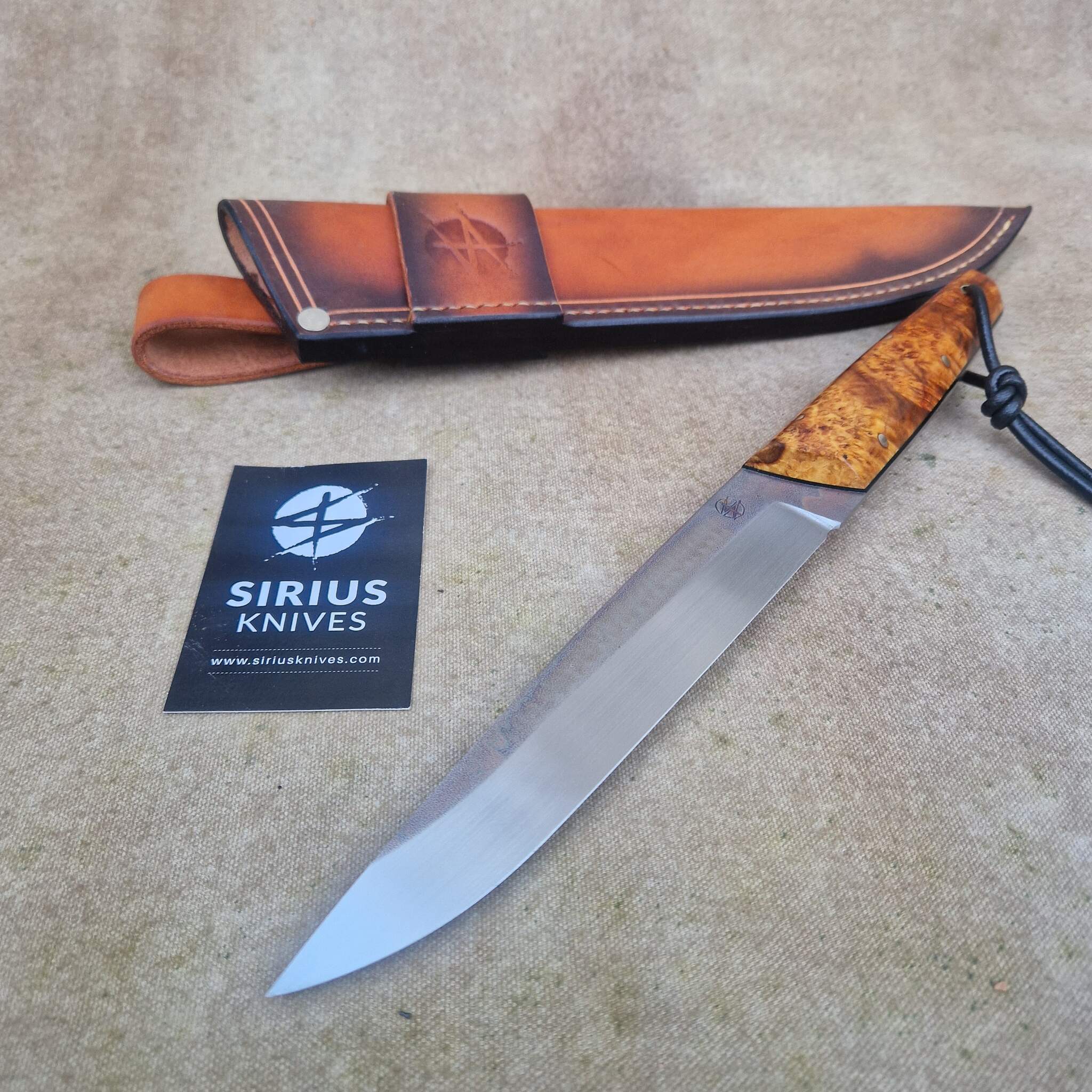 Full Tang Leuku Knife with Stabilized Amboyna Burl Handle - Image 5