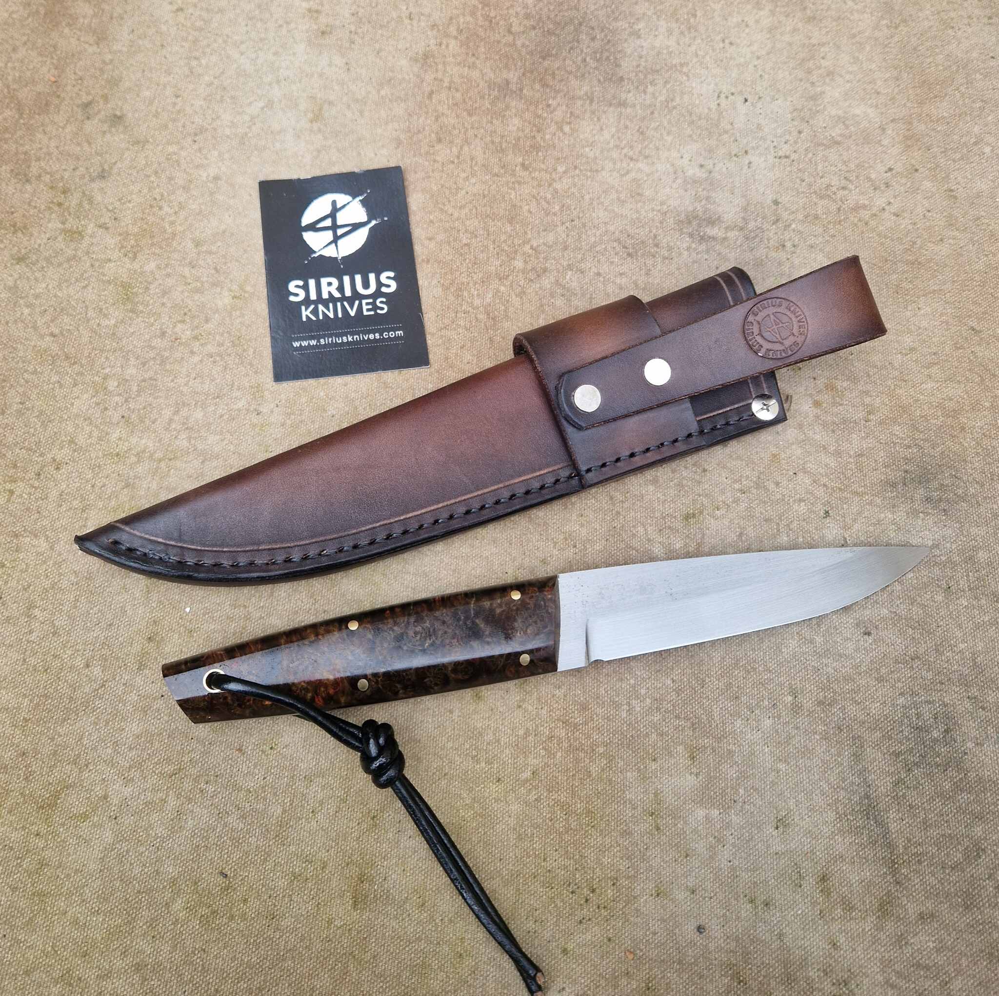 Full Tang Puukko Knife with Stabilised Birch Burl Handle - Image 3