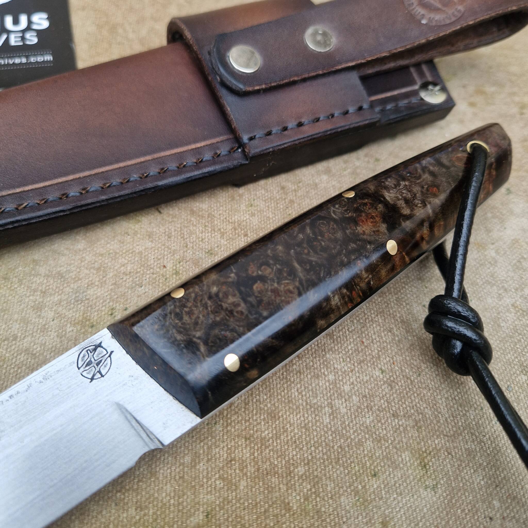 Full Tang Puukko Knife with Stabilised Birch Burl Handle - Image 4