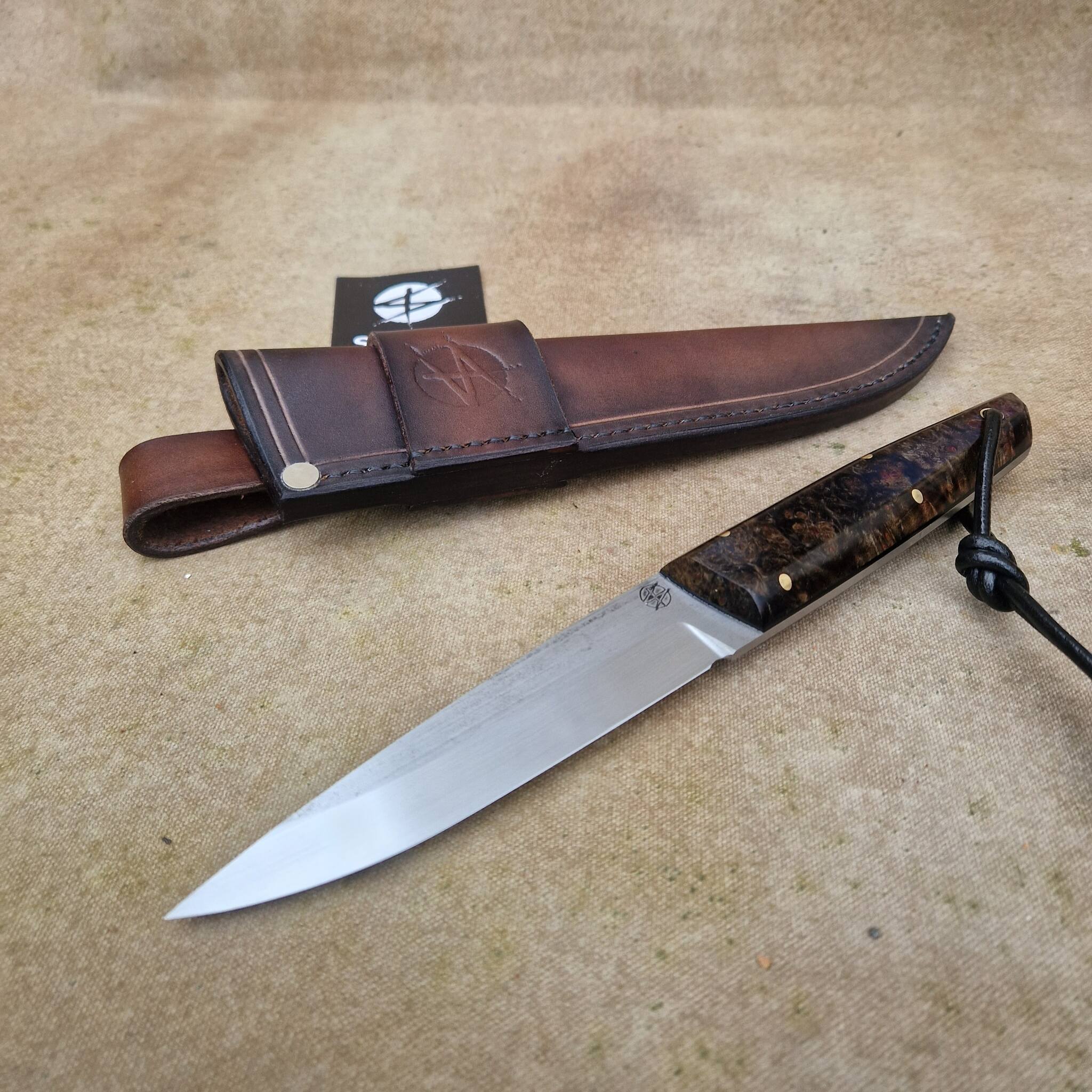 Full Tang Puukko Knife with Stabilised Birch Burl Handle - Image 5