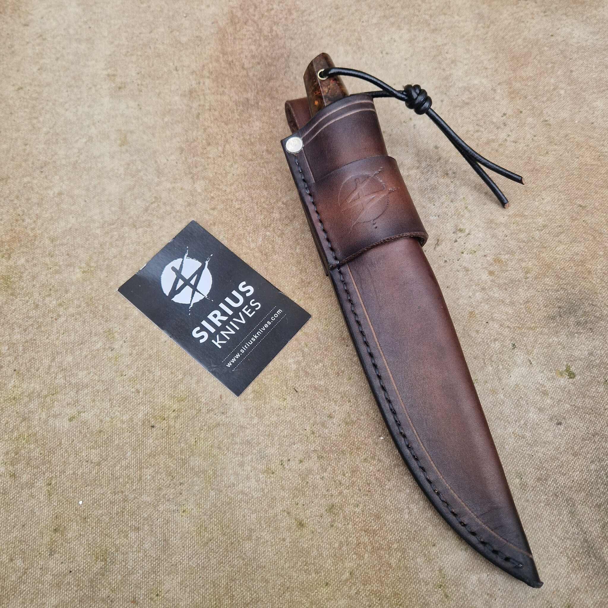 Full Tang Puukko Knife with Stabilised Birch Burl Handle - Image 6