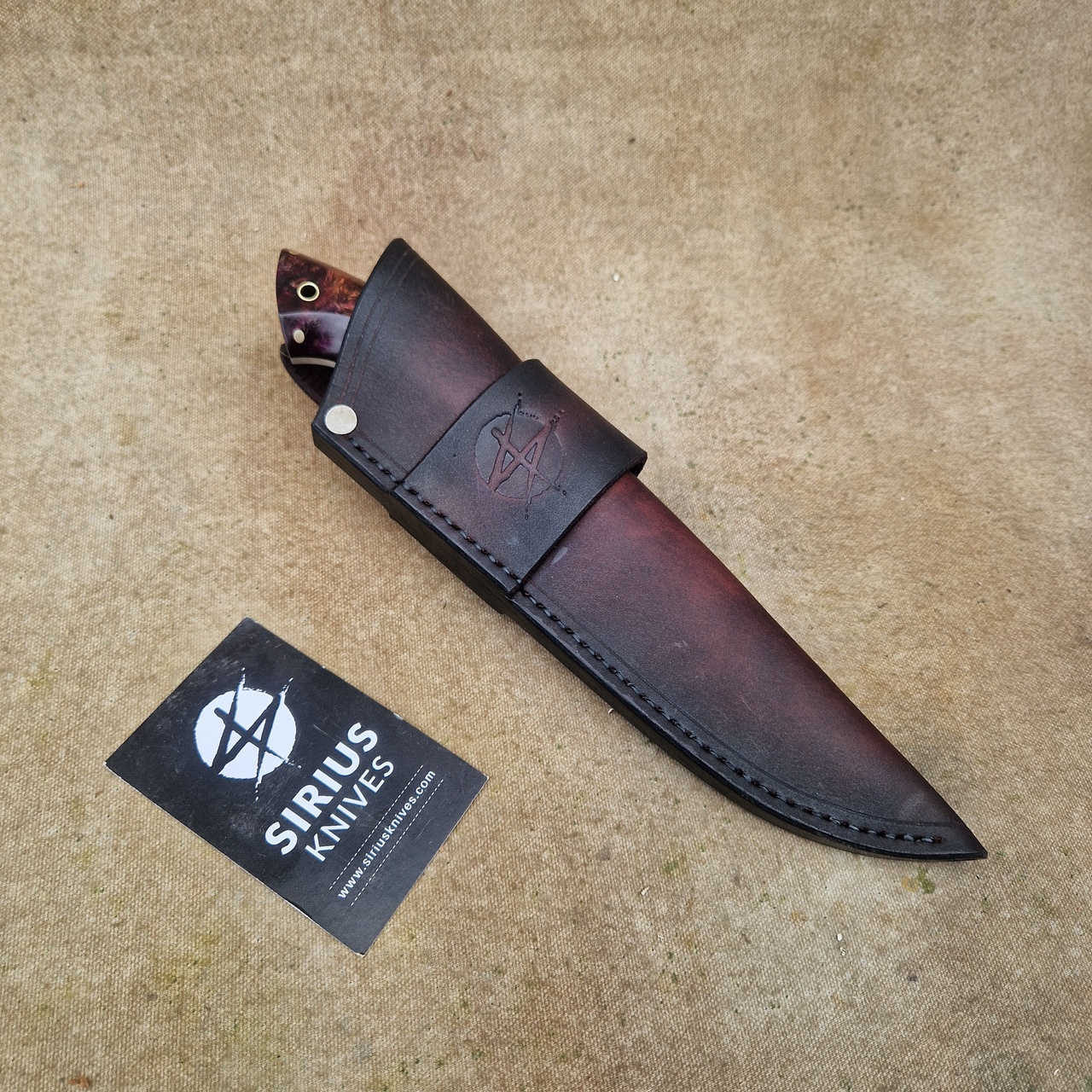 Bushcraft ''Siegfried'' Knife with Stabilized Alder Burl Handle - Image 6