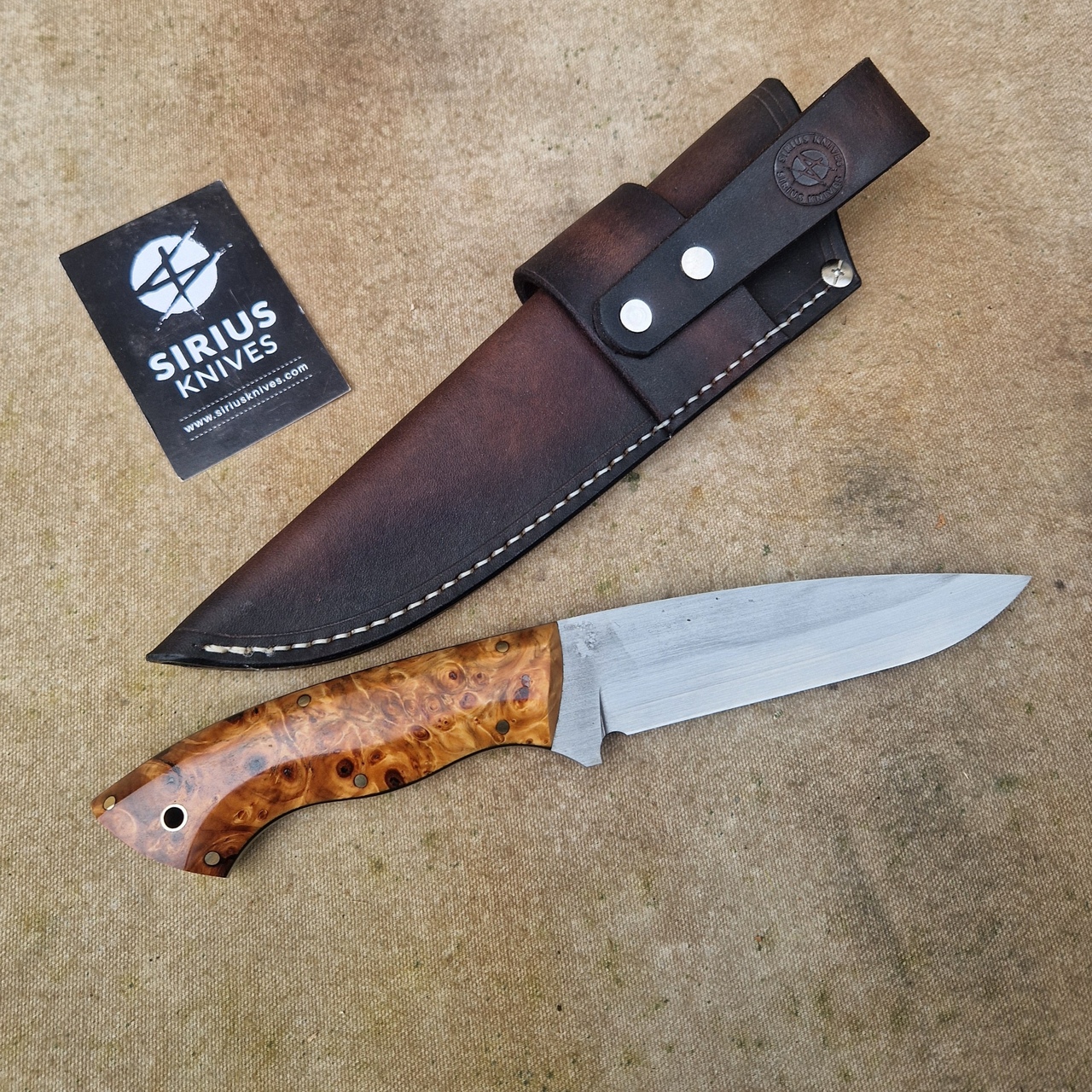 Bushcraft ''Siegfried'' Knife with Stabilized Chestnut Burl Handle - Image 3