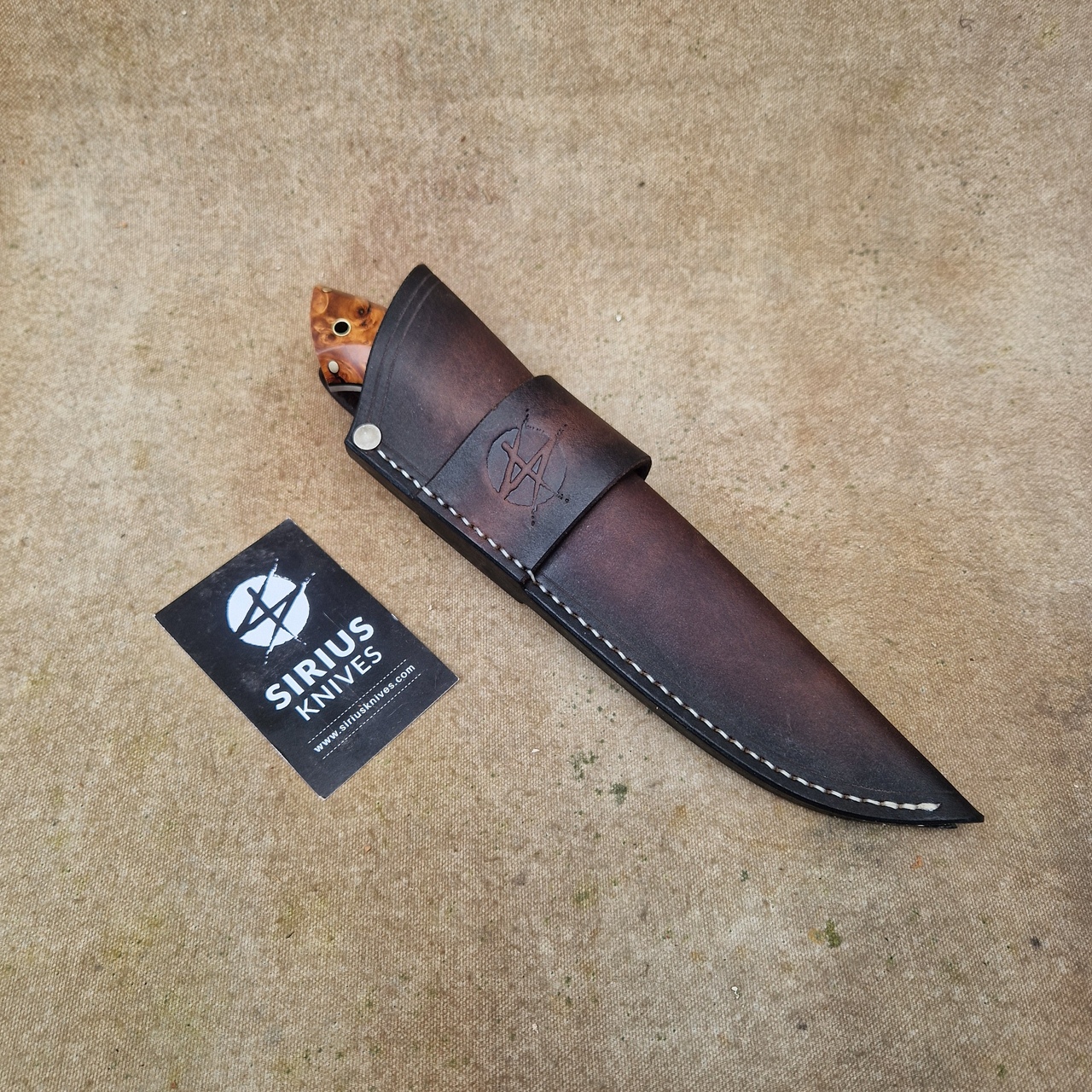 Bushcraft ''Siegfried'' Knife with Stabilized Chestnut Burl Handle - Image 6