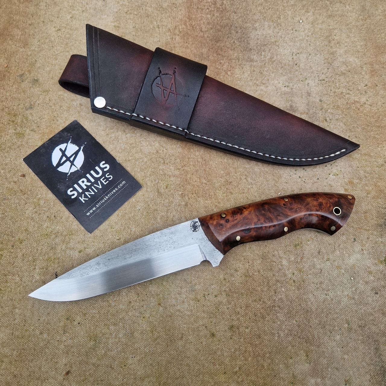 Bushcraft ''Siegfried'' Knife with Stabilized Elm Burl Handle