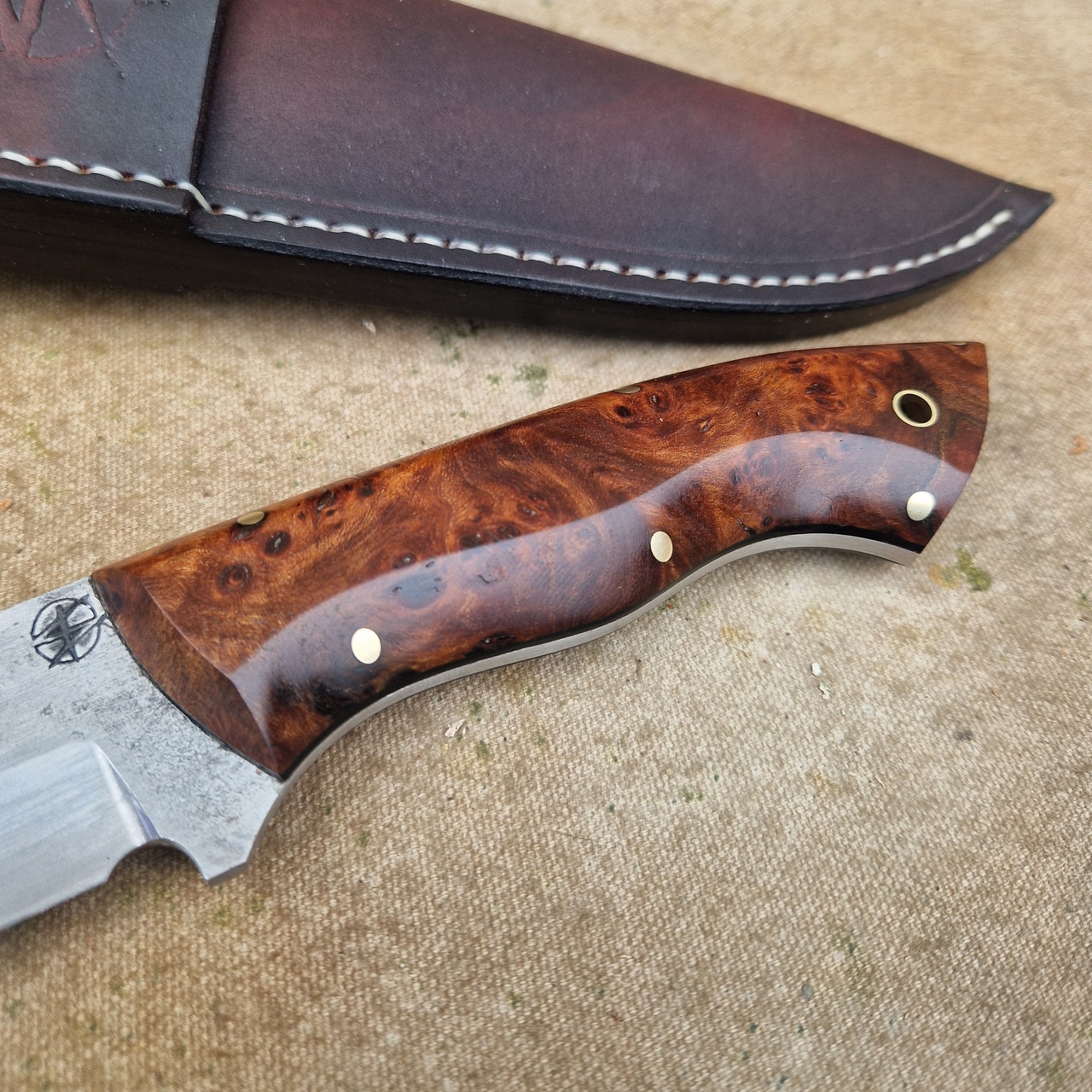 Bushcraft ''Siegfried'' Knife with Stabilized Elm Burl Handle - Image 4