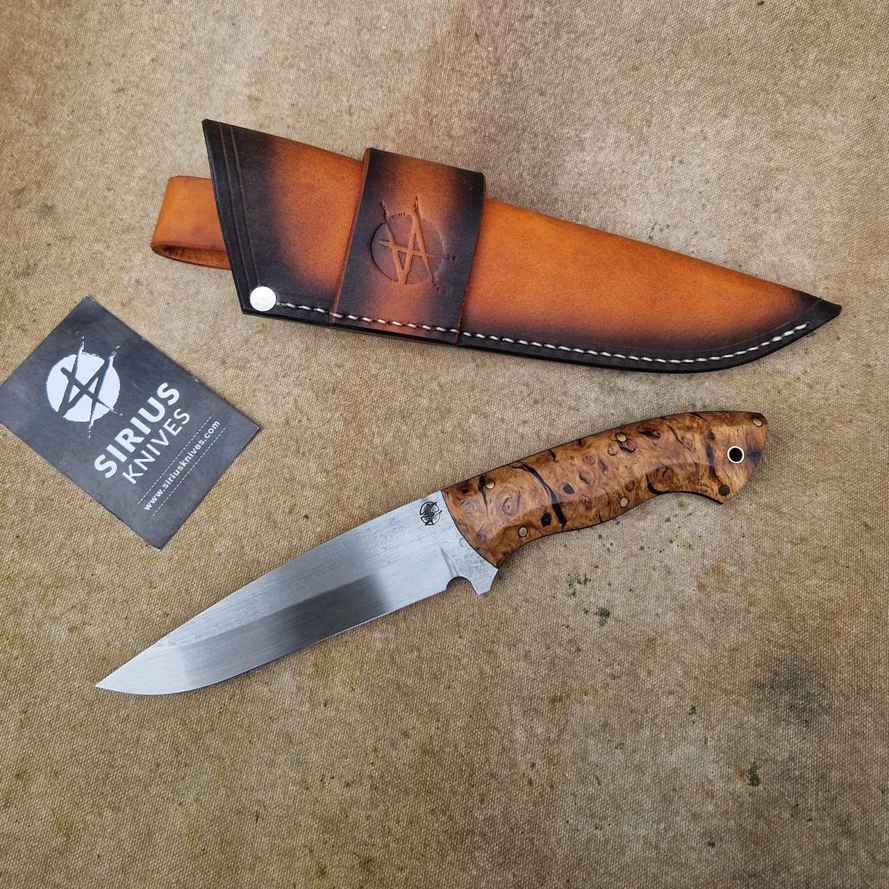 Bushcraft ''Siegfried'' Knife with Stabilized English Oak Burl Handle