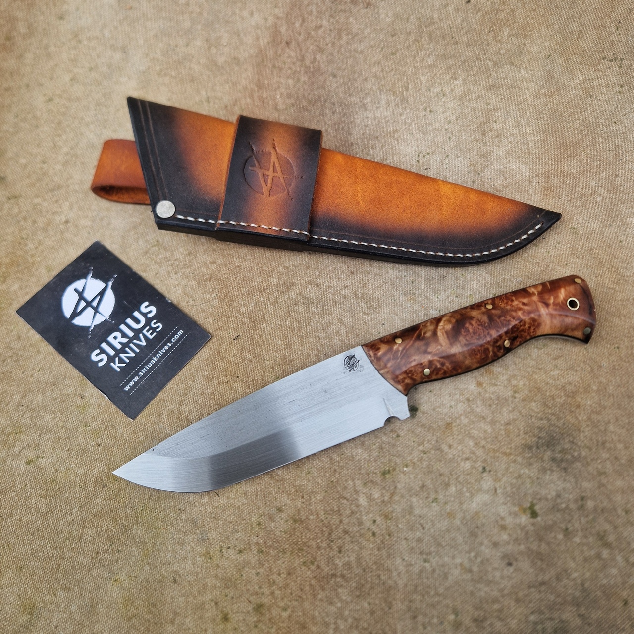 Bushcraft ''Thor'' Knife with Stabilized Maple Burl Handle