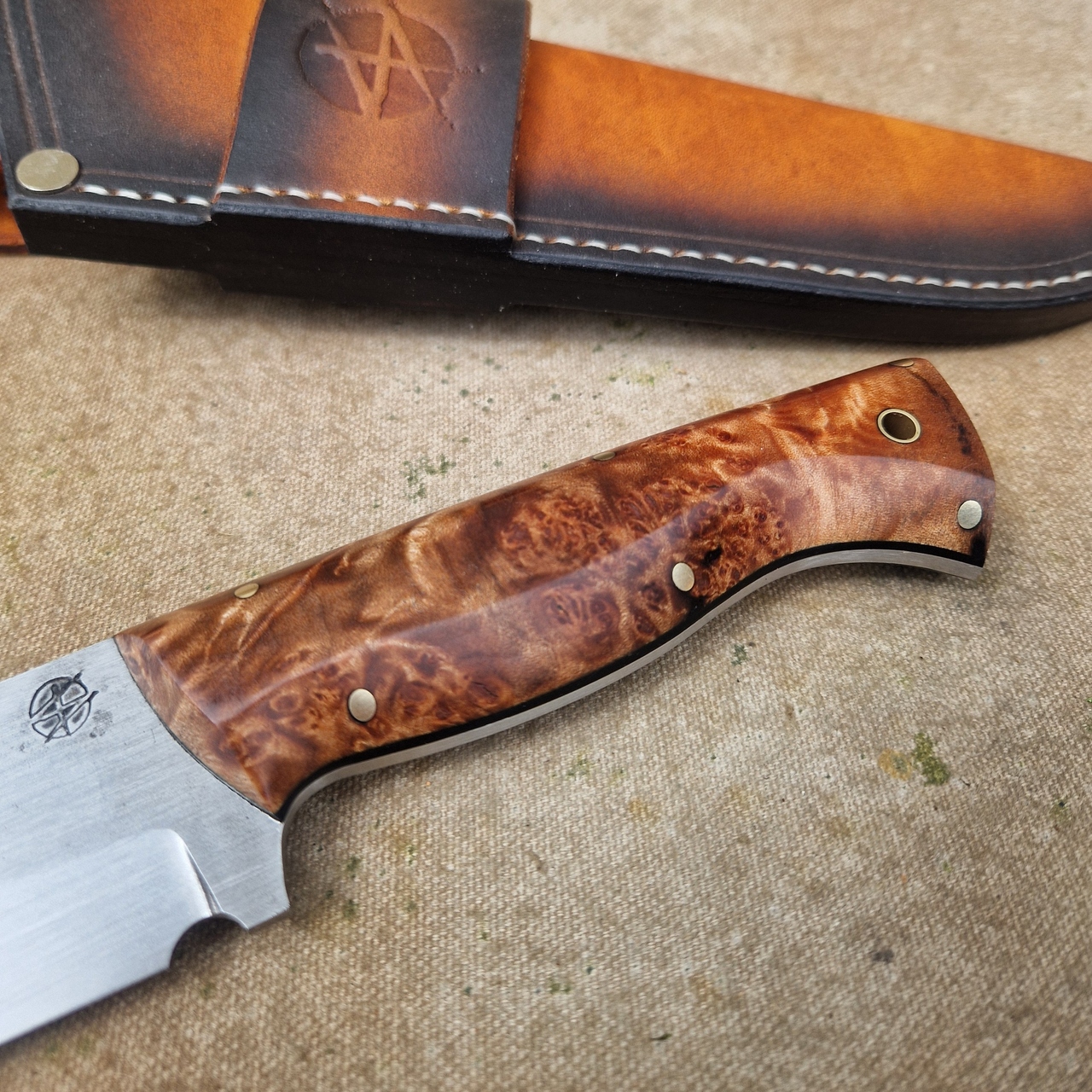 Bushcraft ''Thor'' Knife with Stabilized Maple Burl Handle - Image 4