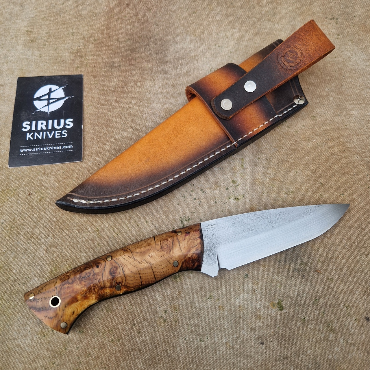 Bushcraft ''Bud'' Knife with Stabilized English Oak Burl Handle - Image 3