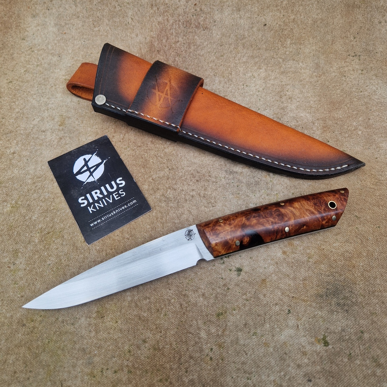 Hunting ''Fenrir'' Knife with Stabilized Alder Burl Handle