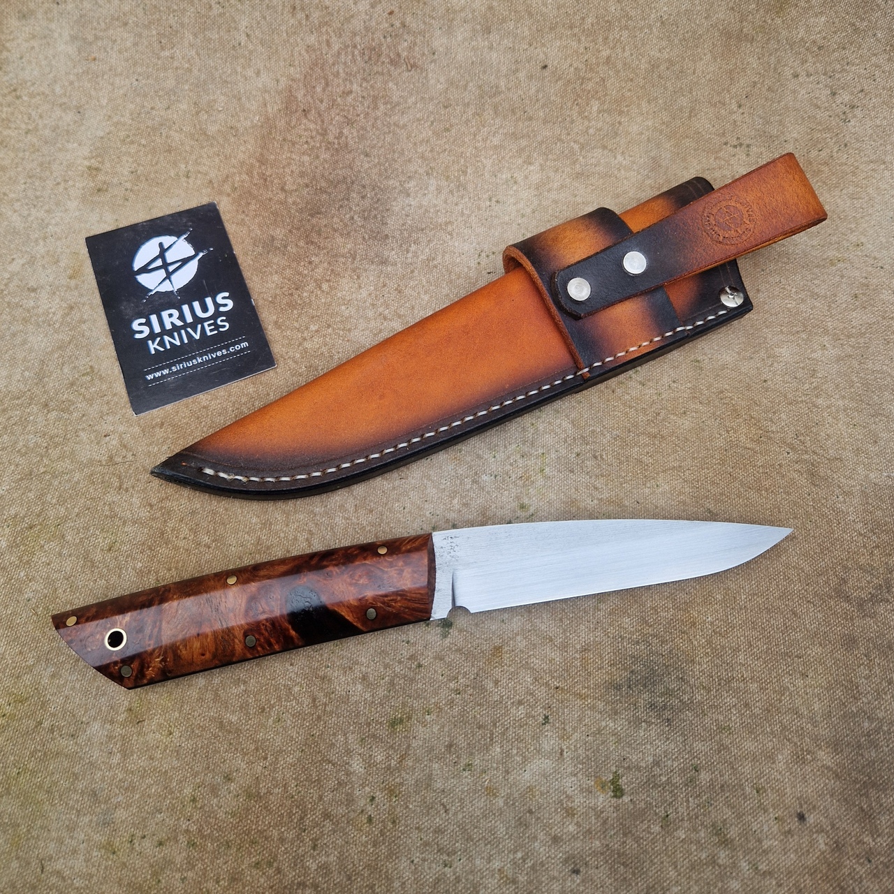 Hunting ''Fenrir'' Knife with Stabilized Alder Burl Handle - Image 3