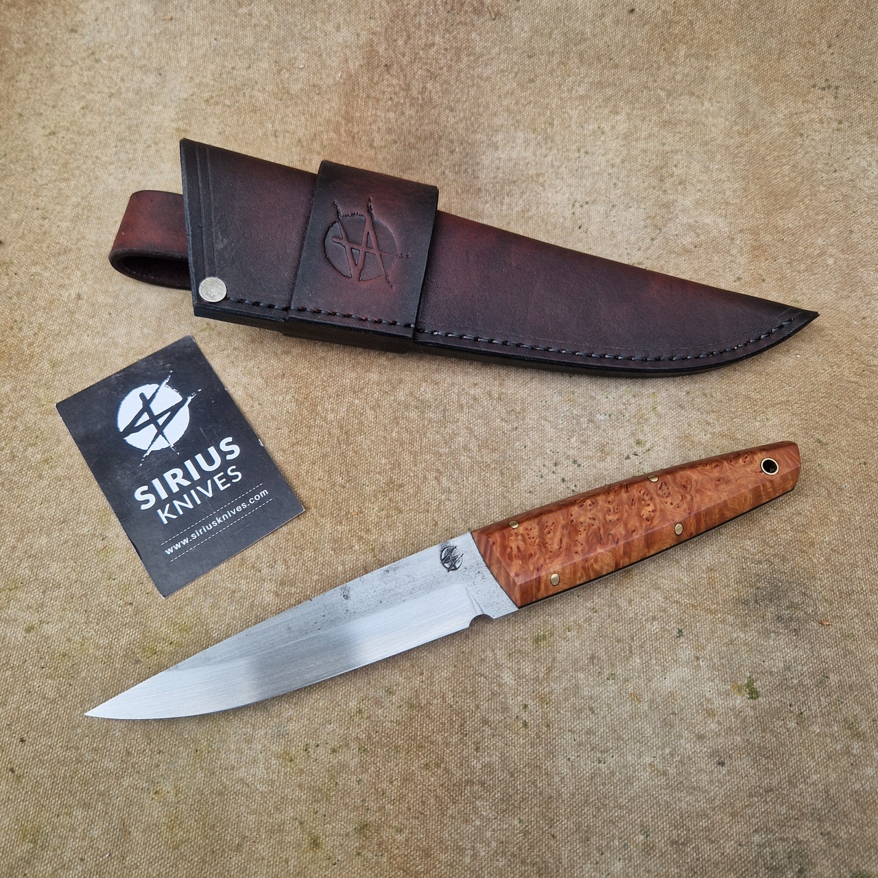 Full Tang Puukko ''Mime'' Knife with Stabilised Amboyna Handle