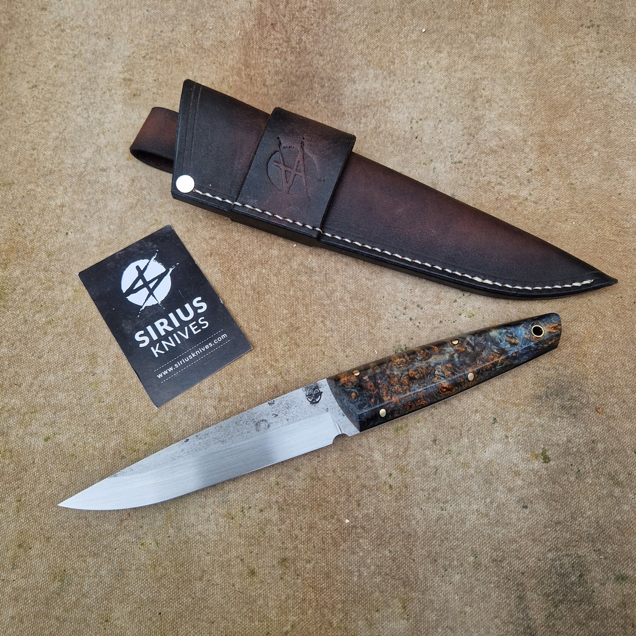 Full Tang Puukko ''Mime'' Knife with Stabilised Maple Burl Handle