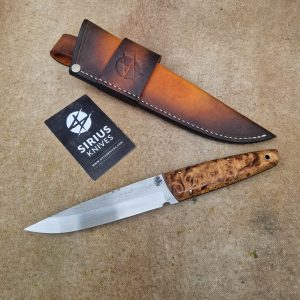 Full Tang Puukko ''Mime'' Knife with Stabilised English Oak Burl Handle